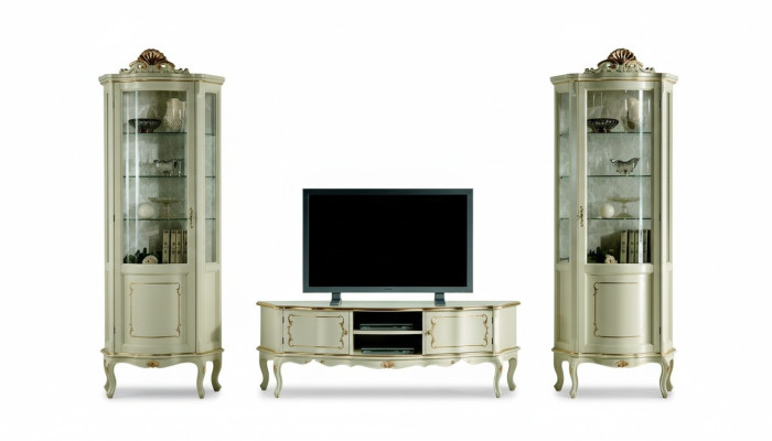 Ontwerp set garnituur 3-delig RTV met 2x vitrine Italiaanse luxe meubels barokstijl