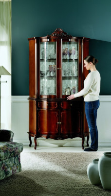 Italiaans luxueus houten design meubels barokstijl kast vitrine bruin woonkamer nieuw