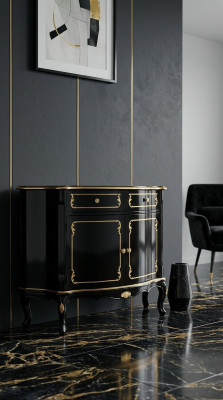 Luxe Italiaanse houten meubels commode zwart Luxe buffetkast.