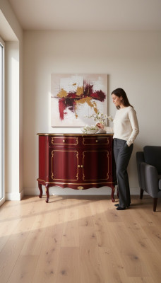 Luxe Italiaanse houten meubels commode Rood buffetkast Woonkamer