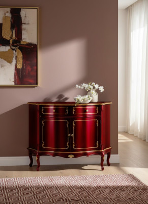 Luxe Italiaanse houten meubels commode Rood buffetkast Woonkamer