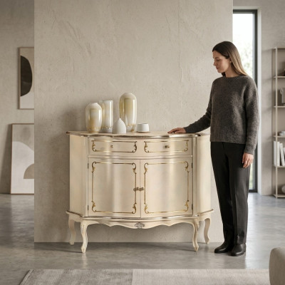 Luxe Italiaanse houten meubels commode wit buffetkast woonkamer