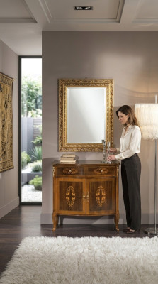 Kast Hout Meubels Barok met Spiegel Luxe Italiaanse meubels 2-delige set