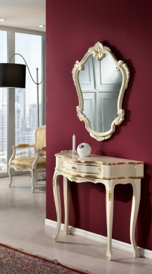 Meubelstijl Barok Luxe consolespiegel Hout Italiaanse tafels.