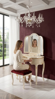 Groep 2-delige Set Stijl Klassieke Kruk Consoletafel met Spiegel Meubels