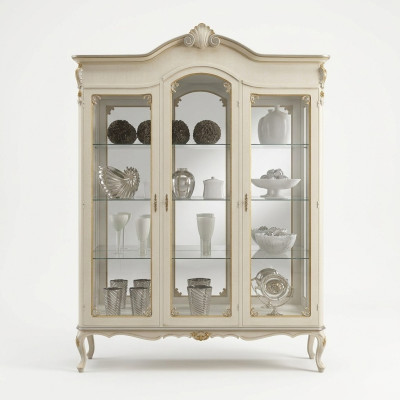 Ontwerp Italiaanse luxe houten meubels barok kast vitrinekast wit woonkamer xxl nieuw.