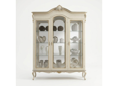 Ontwerp Italiaanse luxe houten meubels barok kast vitrinekast wit woonkamer xxl nieuw.