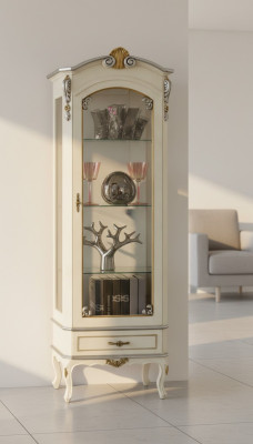 Klassieke luxe meubels wit hout vitrine chique vitrinekast Italiaanse meubels nieuw