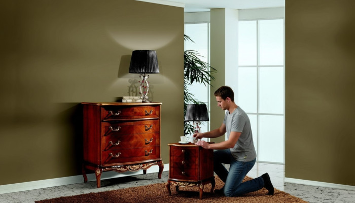 Luxe Italiaanse meubels Grote commode kast met 4 laden Hout Bruin