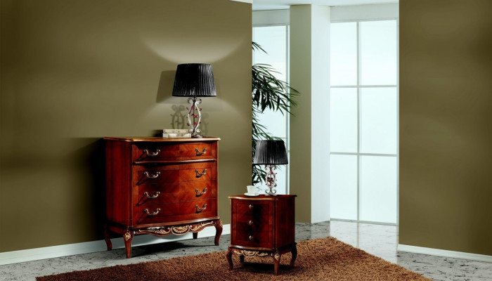 Luxe Italiaanse meubels Grote commode kast met 4 laden Hout Bruin