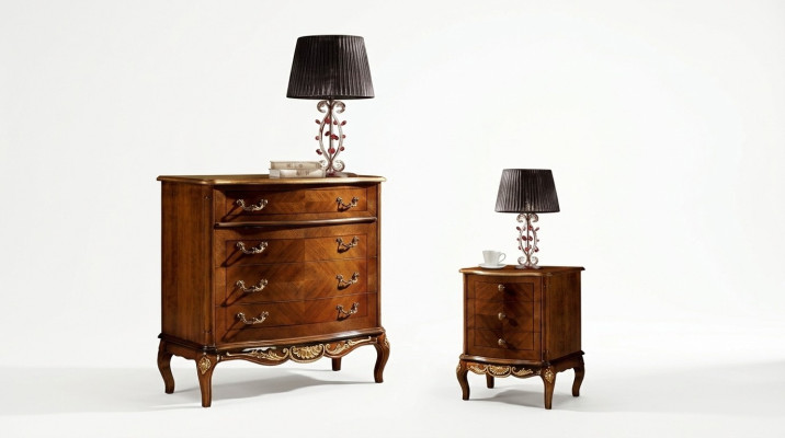 Luxe Italiaanse meubels Grote commode kast met 4 laden Hout Bruin