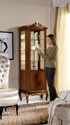Klassieke meubels Hout Bruin Vitrine Chic Luxe vitrinekast Italiaanse meubels
