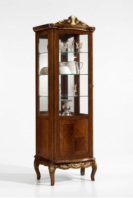 Klassieke meubels Hout Bruin Vitrine Chic Luxe vitrinekast Italiaanse meubels