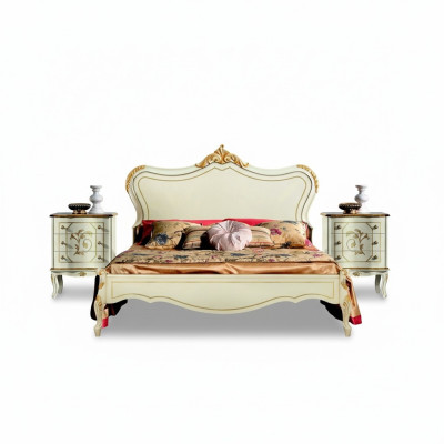 Luxe bed 180*195cm met houten hoofdeinde en 2 nachtkastjes Italiaanse meubels Nieuw