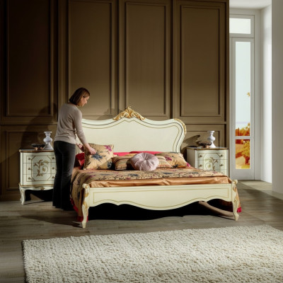 Ontwerp Luxe Bed Klassiek Bedframe Houten Stijl Barok Italiaanse Meubels