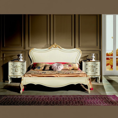 Ontwerp Luxe Bed Klassiek Bedframe Houten Stijl Barok Italiaanse Meubels