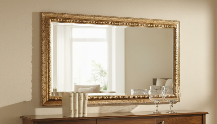Gouden spiegelontwerp luxe xxl wandspiegel houten frame barokstijl Italië nieuw