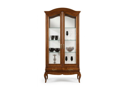 Klassieke meubels Hout Bruin Vitrine Chique vitrinekast Italiaanse meubels