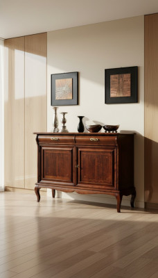 Italiaans meubeldesign, dressoir kast, bruin, luxe houten stijl, barok.