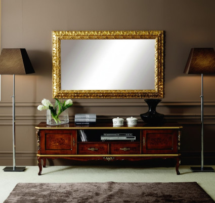 Luxe 2-delige Set Sideboard Lowboard RTV Spiegel Italiaanse houten meubels Houten meubels.