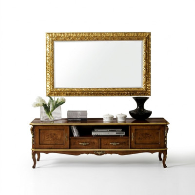 Luxe 2-delige Set Sideboard Lowboard RTV Spiegel Italiaanse houten meubels Houten meubels.