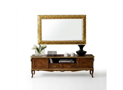 Luxe 2-delige Set Sideboard Lowboard RTV Spiegel Italiaanse houten meubels Houten meubels.