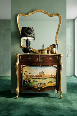 Italiaanse commode dressoir handbeschilderde kast luxe dressoir Italiaans hout