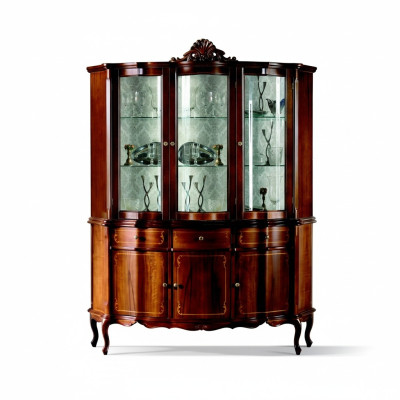 Klassieke meubels hout bruin vitrine Chic vitrinekast Ontwerp Italiaanse meubels