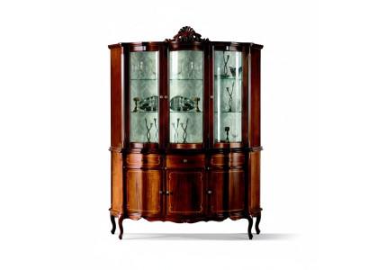 Klassieke meubels hout bruin vitrine Chic vitrinekast Ontwerp Italiaanse meubels