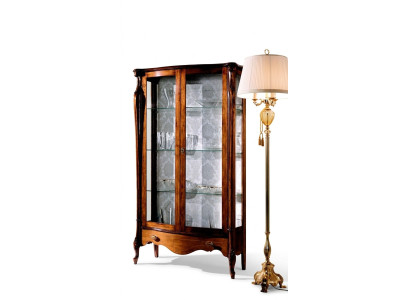 Luxe Italiaanse meubels Klassieke meubels Hout Bruine Vitrine Chique vitrinekast