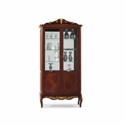Luxe designmeubelen Italiaanse meubels Grote houten bruine vitrine Luxe vitrinekast