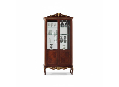 Luxe designmeubelen Italiaanse meubels Grote houten bruine vitrine Luxe vitrinekast