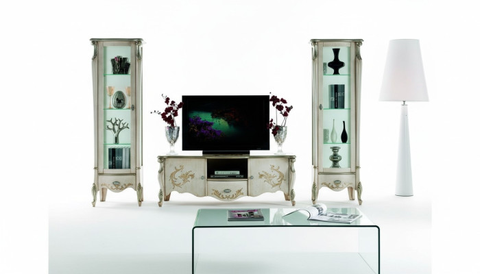 Stuur set meubilair 3-dlg RTV met 2x vitrine Italiaanse meubels klassieke stijl.