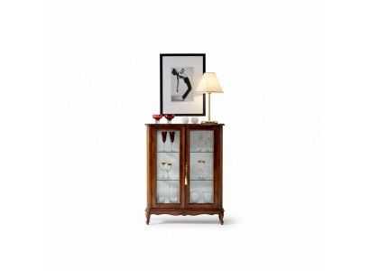 Designer Niet Vitrine Hout Bruin Dressoir Glas Deuren Luxe Italiaanse Meubels