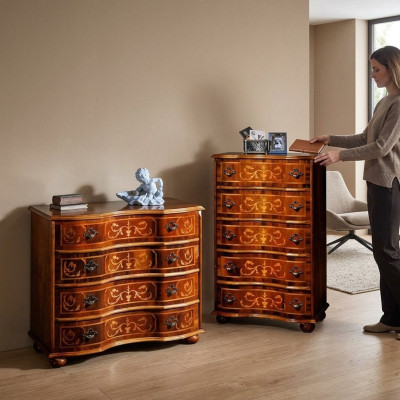 Italiaans houten meubelontwerp luxe ladekast kast 4 laden bruin
