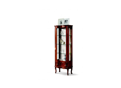 Luxe houten vitrine Bruine kast Glazen deuren Designdressoir Italiaanse meubels