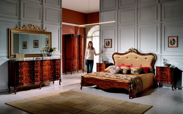 Set 3-delige slaapkamer set Bed 2x nachtkastje Italiaanse barok meubels Nieuw