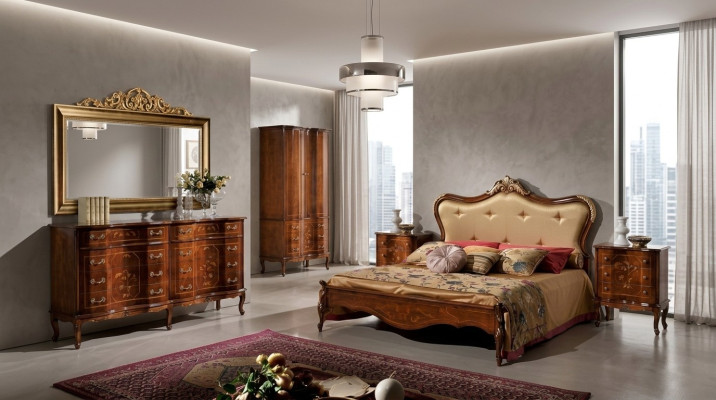 Set 3-delige slaapkamer set Bed 2x nachtkastje Italiaanse barok meubels Nieuw