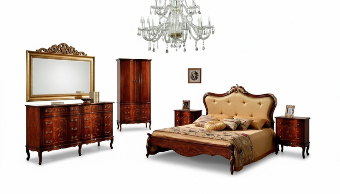Set 3-delige slaapkamer set Bed 2x nachtkastje Italiaanse barok meubels Nieuw