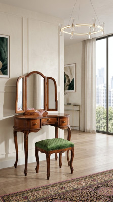 Italiaanse meubels hout 2-delig luxe kaptafel kruk barok slaapkamermeubels