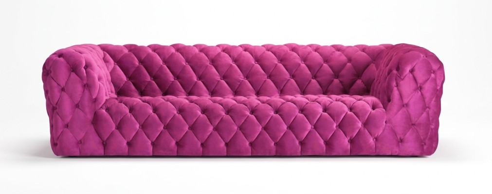 Pinke Xxl Grote Bank Chesterfield Bank Bekleding Stof Banken Vierzitter 250cm nieuw