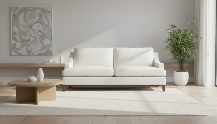 Beige bank met knopen Amerikaanse stijl bank gestoffeerde zitbank luxe nieuw