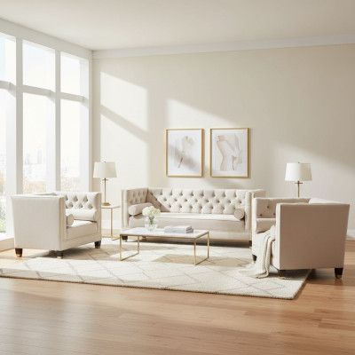 Sofa set fluwelen bekleding bankstellen 3-delig set woonkamer.