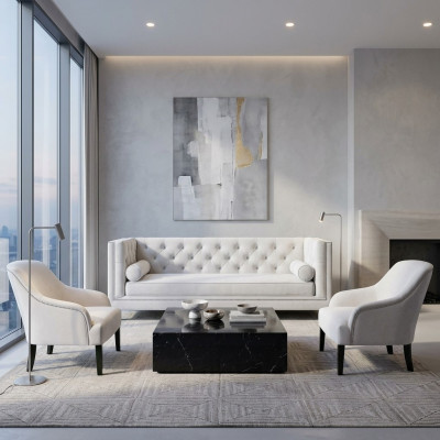 Wit Chesterfield fauteuil xxl Big Textiel Stof Bankstellen Creatief Meubilair Nieuwe Banken
