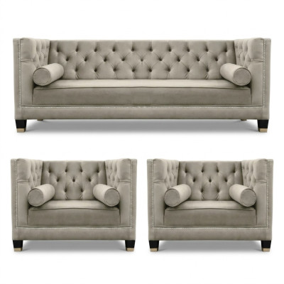 Beigekleurige Chesterfield-zithoek Luxe meubels Stoffen bekleding Nieuw voor de woonkamer