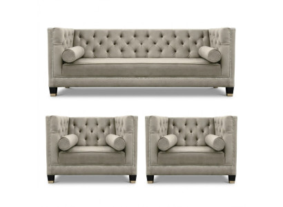 Beigekleurige Chesterfield-zithoek Luxe meubels Stoffen bekleding Nieuw voor de woonkamer