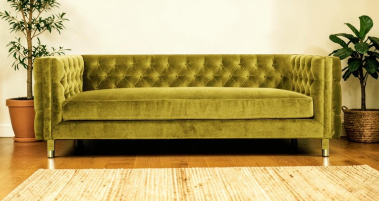 Gele Chesterfield 4-zits bank Luxe design meubels textiel stof Banken Gele banken