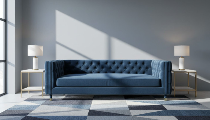 Luxe Blauwe Chesterfield fluwelen driezits gestoffeerde meubels Hotel Woonkamer Praktijk