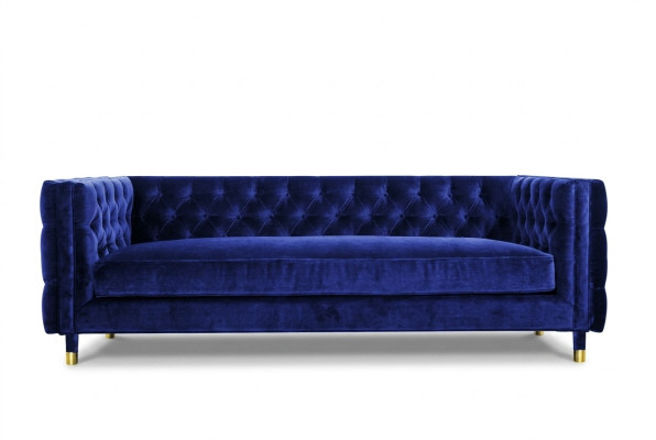 Blauwe Chesterfield Big Designer 4-persoonsbank Nieuw Textiel Stof Bank
