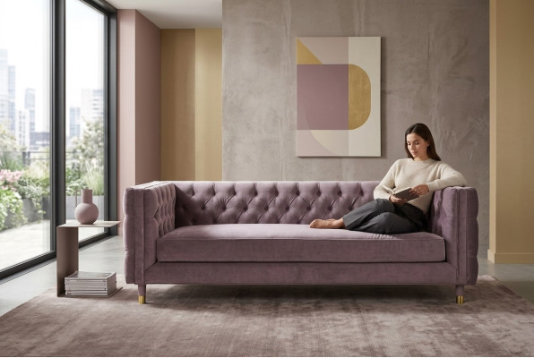 Chesterfield Bank Taupe Meubels 4-zits Nieuw xxl Groot Textiel Stof Bankstellen Bekleding
